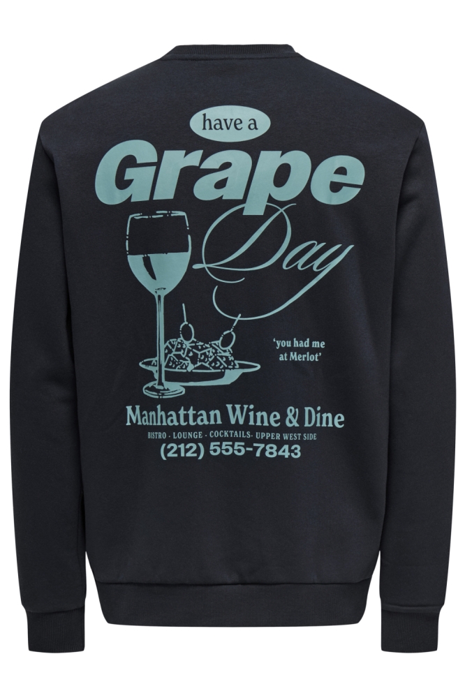 ONSALFRESCO REG CREW NECK 22035625 Black/GRAPE